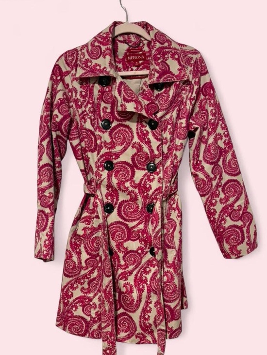 Merona Jackets & Blazers - Vintage Y2K 100% cotton water resistant paisley trench coat med